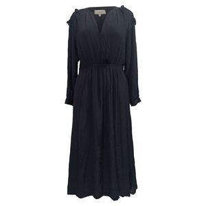 Ba&Sh Ulla V-Neck Midi Dress in Black Viscose